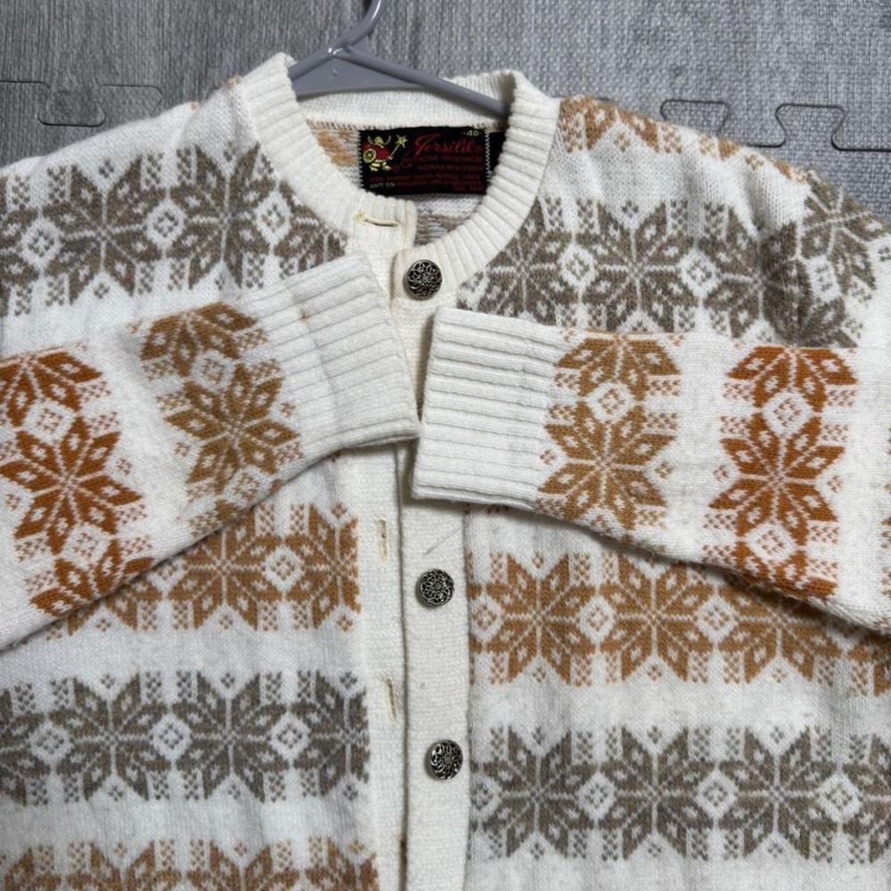Vintage Jersild Snowflake Nordic Knit Cardigan Sweater Women's Medium - Picture 3 of 5